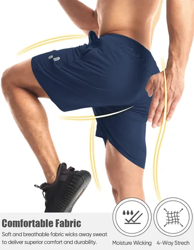 Vista 4 de Aolesy Pantalones cortos de entrenamiento para hombre de 7 pulgadas, pantalones cortos deportivos de secado rápido, ligeros, con bolsillos