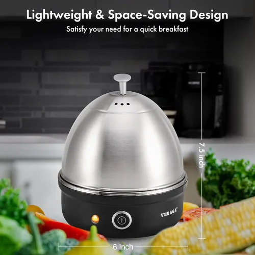 Vista 4 de VOBAGA Cocedor Eléctrico de Huevos, Hervidor Rápido de Huevos con Apagado Automático para Huevos Pasados por Agua, Término Medio, Duros, Escalfados