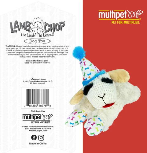 Vista 5 de Multipet Lamb Chop Juguete de Peluche para Perros - Juguete Chirriante para Todos los Perros - Peluche Extra Suave - Animal de Peluche