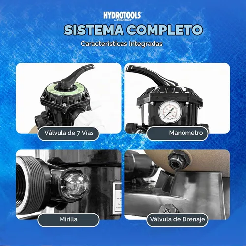 Vista 6 de Swimline Filtro y bomba de arena para piscina sobre el suelo 22" 1 HP
