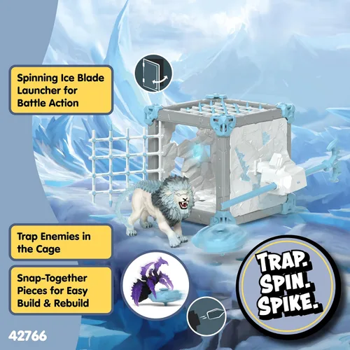 Vista 5 de Schleich Eldrador Creatures - Juego de 31 piezas de BattleCave Ice Lion – Figura de acción de monstruo de fantasía con fortaleza expandible
