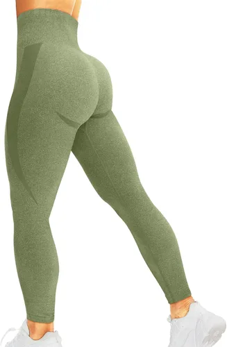Vista 26 de HIGORUN - Leggings sin costuras para mujer, moldeadores, con diseño gráfico de sonrisas, de cintura alta, para el gimnasio, yoga o hacer ejercicio