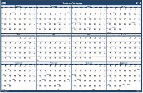 Vista 2 de Doolittle 3961 - Calendario anual de pared reciclado, reversible/borrable, 32 x 48 pulgadas, 2020