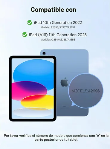 Vista 2 de CHESONA Funda compatible con iPad de 11ª (A16)/10ª generación con teclado Azul