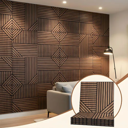 Vista 8 de Paneles decorativos de pared, paquete de 6 unidades, 24 x 24 Enclavamiento de madera