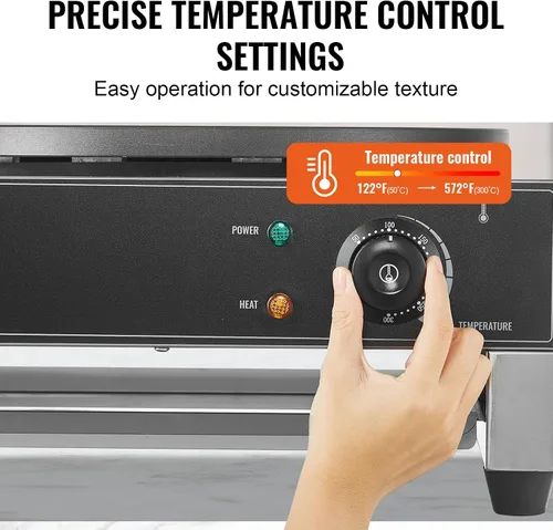 Vista 3 de VEVOR máquina eléctrica para hacer crepés, máquina comercial para crepés de 16 pulgadas, plancha plana de 1700W para crepes, máquina antiadherente