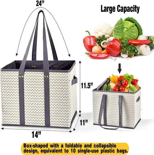Vista 4 de NERUB Bolsas reutilizables para comestibles, resistentes con parte inferior reforzada, bolsas de compras grandes plegables para comestibles