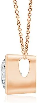 Vista 5 de Angara Collar con colgante solitario de diamante natural para mujeres, niñas en oro macizo de 14 quilates, platino piedra natal de abril Regalo
