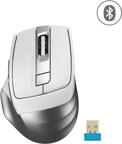 Vista 6 de A4tech FB35 Bluetooth y ratón inalámbrico 2.4G compatible con PC/Android/iOS/MAC - ICY White