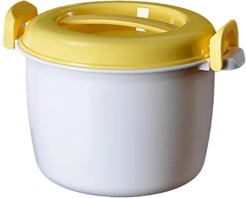 Vista 9 de FEESHOW Arrocera portátil de microondas de grado alimenticio con paleta de arroz, color blanco, pequeño