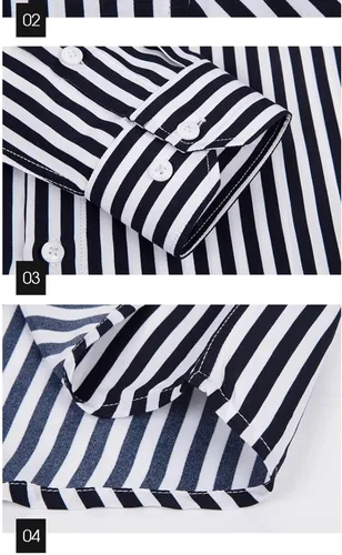 Vista 4 de Camisas de vestir a rayas con botones para hombre, manga larga, ajuste regular, solapa, vertical, a rayas