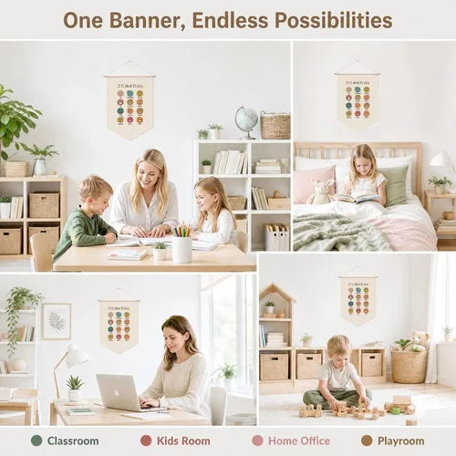 Vista 4 de Está Bien Sentir, colgante de pared de salud mental, decoración de sala de juegos, arte de pared infantil, regreso a la escuela, regalos