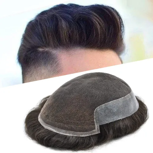 Vista 59 de Toupee For Men Real Human Hair Mens Toupee Hair Replacement System Swiss Lace Toupee For Men Natural Human Hair Piece Mens Toupee6*8"-90% density#2