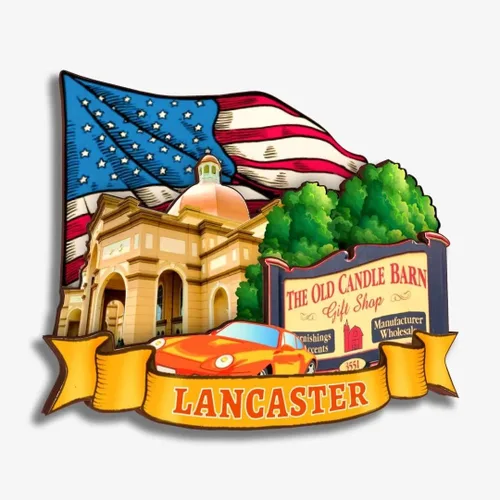 Vista 15 de Lancaster Pennsylvania USA America - Imán de madera para nevera, colección de madera, madera 3D, hecho a mano, recuerdos de la ciudad, imán