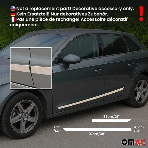 Vista 3 de OMAC Moldura de puerta lateral para Nissan Rogue 2014-2020 Acero inoxidable