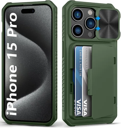 Vista 80 de BXYJY Funda tipo cartera para iPhone 15 Pro, tarjetero (4-5 tarjetas)