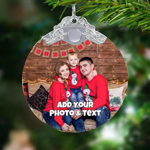 Vista 8 de Adorno de Navidad personalizado con foto, adornos de imagen personalizados para Navidad 2026, adorno colgante conmemorativo personalizado