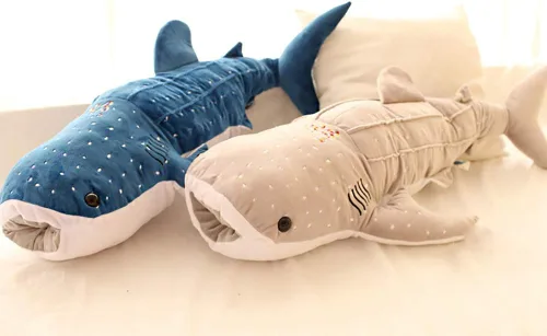 Vista 2 de Peluche de animal de tiburón ballena de peluche, cojín de felpa suave para sofá, cojín de espalda, almohada para abrazar para niños y adultos