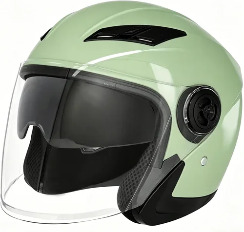 Vista 13 de Casco de motocicleta con cara abierta SanQing, 3/4, para adultos, con media cara, para moto-scooter, motorista, hombres y mujeres, aprobado por