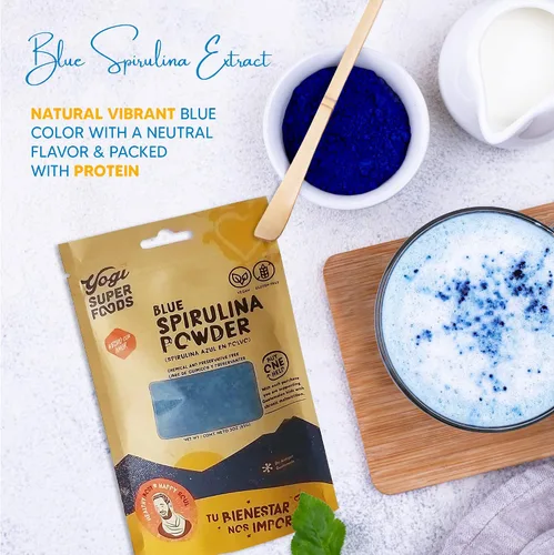 Vista 3 de Yogi Super Foods Polvo de espirulina azul hecho de extracto de algas azul-verde, planta superalimentaria, rica fuente de proteínas, para apoyo
