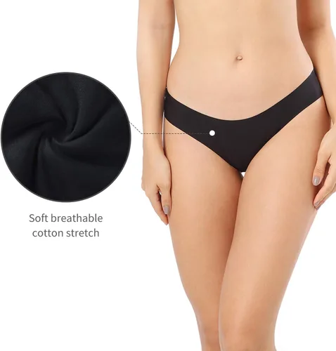 Vista 2 de SHARICCA Ropa interior invisible sin costuras para mujer, tanga, suave, paquete múltiple