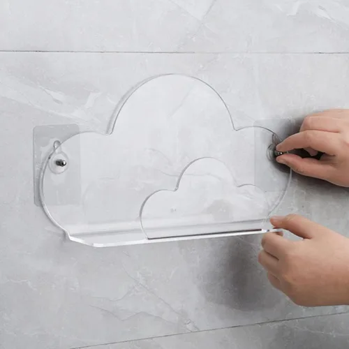 Vista 2 de Zerodeko Estante de almacenamiento en la nube de 11.81 x 6.49 x 2.75 pulgadas, estante de pared flotante para baño, organizador de almacenamiento