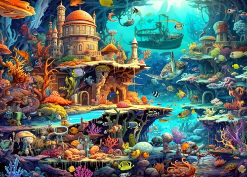 Vista 9 de HUADADA Rompecabezas de 1000 piezas para adultos, criaturas coloridas, rompecabezas para adultos y niños, juegos educativos de 1000 piezas