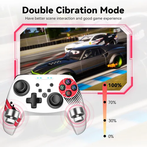 Vista 7 de Wireless Controller for Nintendo SwitchLiteSwitch OLED, Gaming Pro Controller Compatible PC with Wake-Up, Wireless Gamepad with 6-Axis Gyroscope