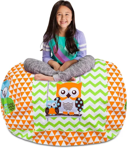 Vista 64 de Posh Creations Funda de puf para niños con almacenamiento para animales de peluche - Organizador de juguetes para niños, Mediano 68.58 cm - Lona