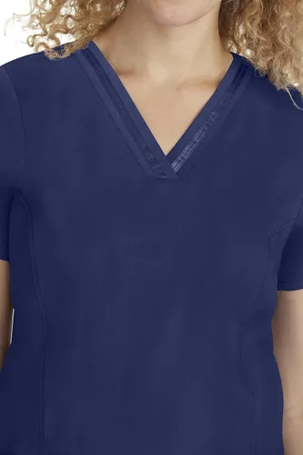 Vista 5 de Healing Hands Scrubs Top 3 bolsillos con cuello en V 2278 Jasmin para mujer, Azul (Aqua Mist)