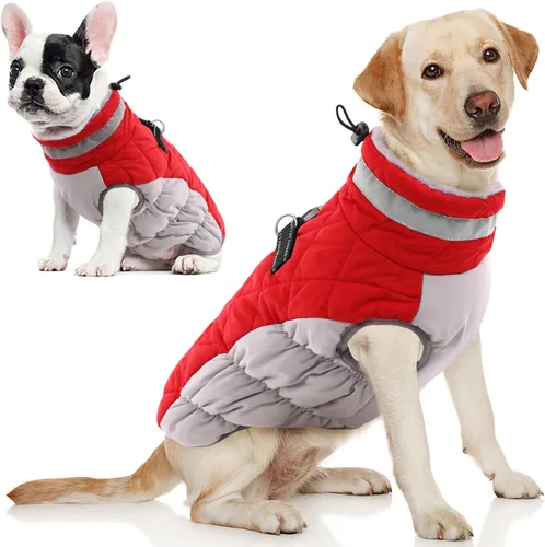 Vista 29 de AOFITEE Abrigo para perro, chaquetas cálidas para perros pequeños, abrigo de invierno para perros con arnés integrado, chaqueta de invierno