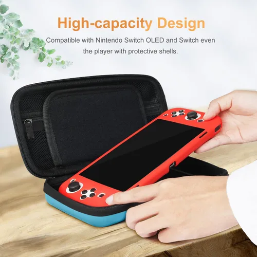 Vista 2 de HIGOPLAY Hard Carry Case Compatible with Nintendo Switch OLED Switch Model Protective Space Shell Travel Case Portable Storage Bag with 10 Game Card