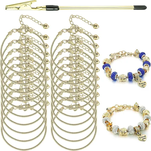 Vista 12 de 10 Piezas Cadenas de Pulsera con Dije de Cadena de Serpiente de 7.87 Pulgadas con Ayudante de Pulsera Pulsera de Serpiente Ajustable con Dije