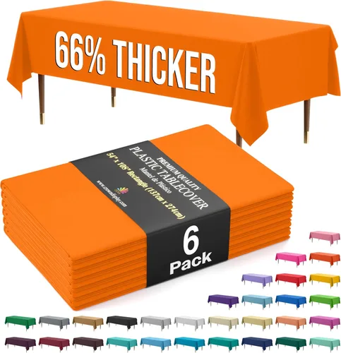 Vista 50 de Exquisite 66% Thicker Premium Plastic Table Cloth Rectangle Table Cover 0.5 Mil 6 Pack Aqua Table Cloth 54 Inch x 108 Inch Disposable Tablecloth