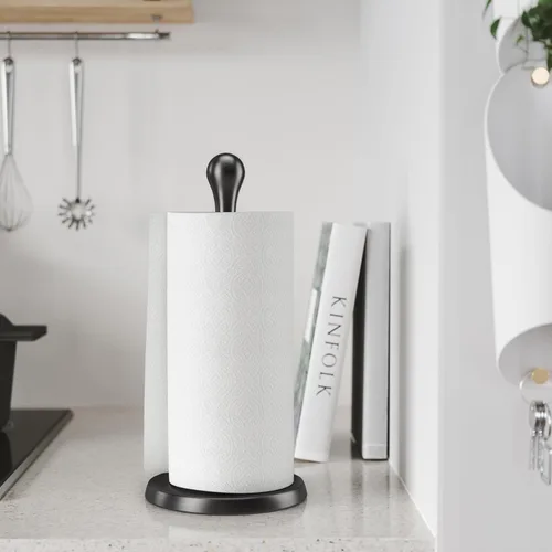 Vista 2 de Umbra Tug - Portarrollos de papel toalla moderno de una mano, negro