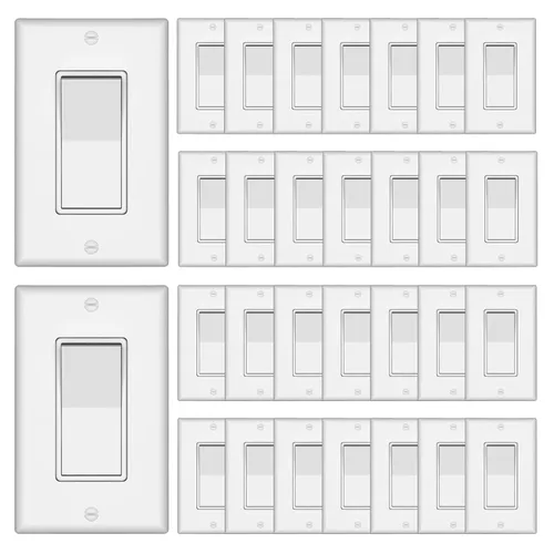 Vista 17 de ThunderWay - Interruptor de luz para decoración de 3 vías con placas de pared, 15 A 120/277 V, interruptores basculantes de pared Decora de tres