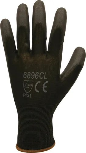 Vista 2 de Cordova Guantes estándar, calibre 13, carcasa de nailon negro, revestimiento de palma de poliuretano negro, mediano, paquete de 12