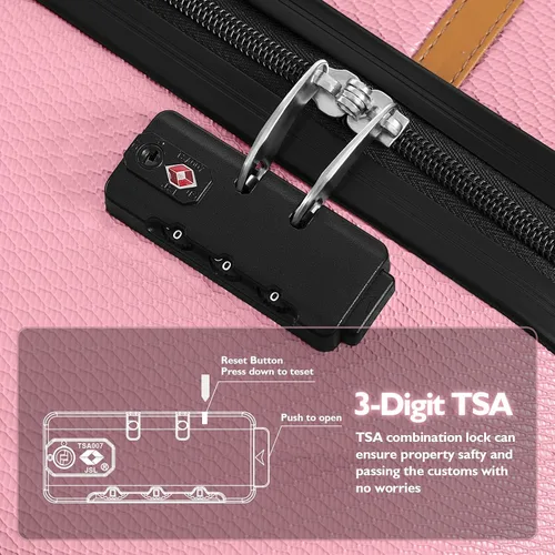 Vista 6 de AnyZip Equipaje ABS+PC Hardside maleta ligera con ruedas giratorias TSA Lock, Rosado
