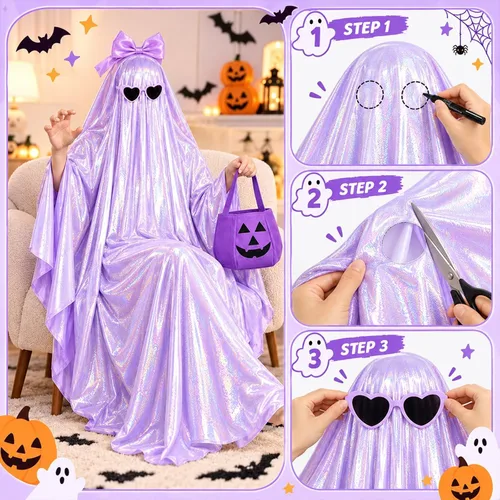 Vista 5 de Juego de 3 disfraces de fantasma de Halloween, ropa espeluznante
