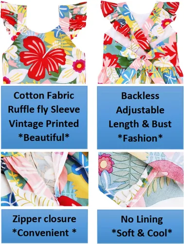 Vista 28 de Vestido de verano para niña, de algodón, con diseño floral
