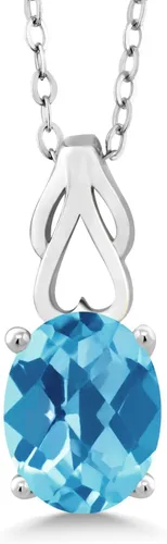 Vista 125 de Gem Stone King Collar de plata de ley 925 con piedra natal ovalada de 0.354 x 0.276 in Collar con colgante solitario para mujer Con cadena