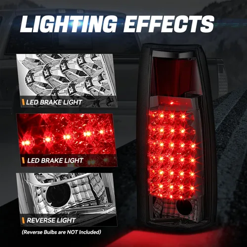 Vista 3 de Juego de luces traseras LED para Chevy GMC series C/K, Transparente (Chrome Clear)