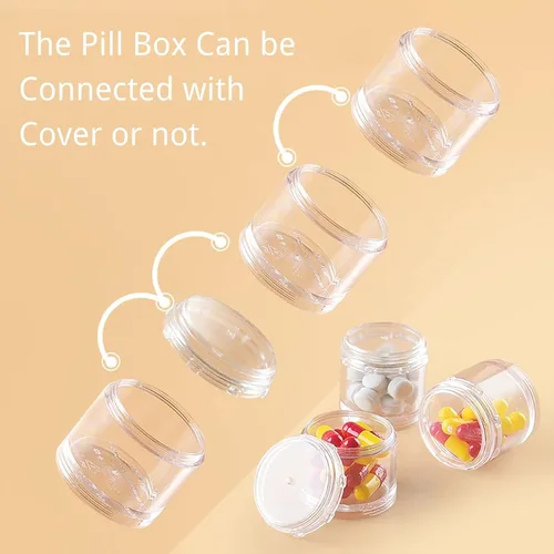 Vista 4 de Organizador de píldoras apilable, estuche de píldoras de viaje de 7 días, pastillero para bolsillo, contenedor portátil de vitaminas y medicamentos