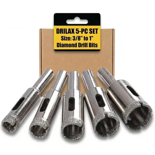 Vista 11 de Drilax Juego de brocas de diamante Kit de sierra de agujero de 3 piezas (1/2 pulgada, 3/4 pulgadas, 1 pulgada) para vidrio, cerámica, porcelana