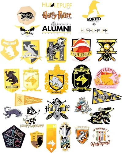 Vista 4 de Conquest Journals Harry Potter - Juego de 50 calcomanías de vinilo Hufflepuff impermeables y resistentes a los rayos ultravioleta, ideales