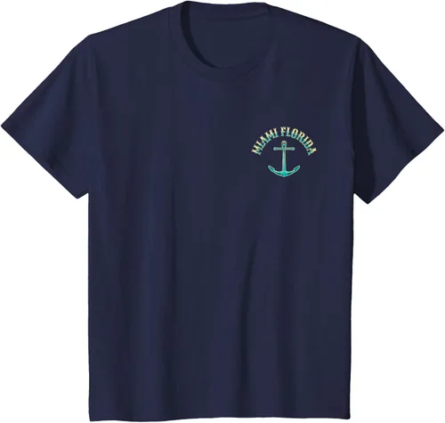 Vista 52 de Camiseta con diseño de pesca en la parte delantera y trasera de Miami Florida USA, Negro