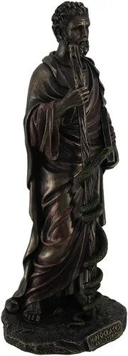 Vista 2 de Veronese Design Hipócrates padre griego de medicina sosteniendo libro y estatua de bronce con acabado de bronce