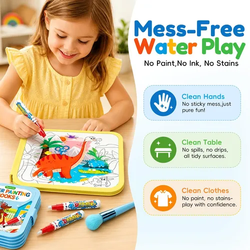 Vista 7 de Timetome Libro para colorear al agua, paquete de 3 libros de pintura al