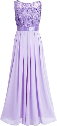 Vista 4 de Hularka Vestido largo de gasa de encaje floral para mujer