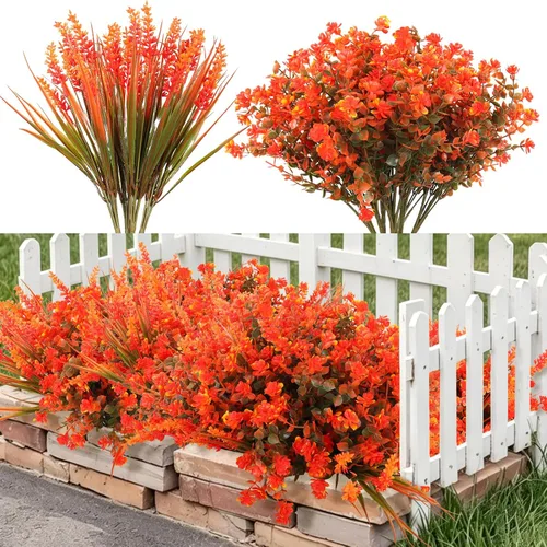 Vista 30 de RECUTMS Flores falsas negras otoño al aire libre vegetación decoración de Negro